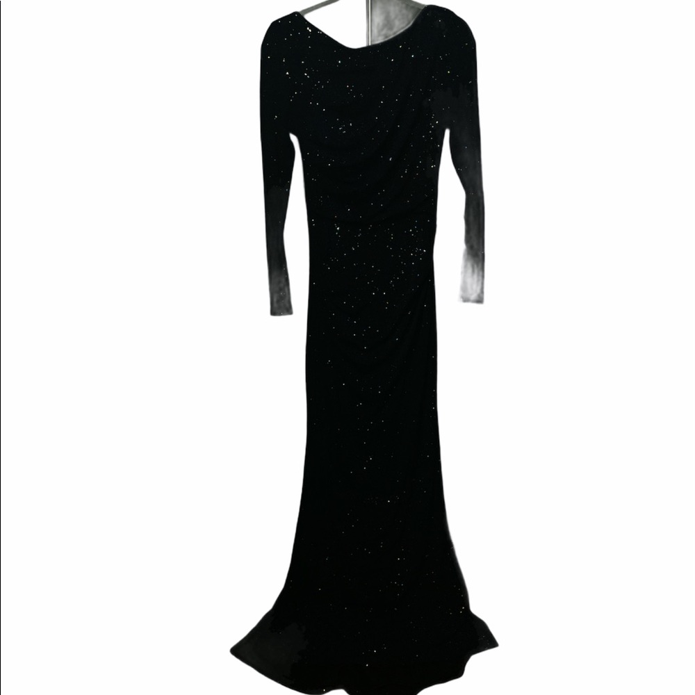 Betsy & Adam Gown Size 4 Metallic Blue And Glitter